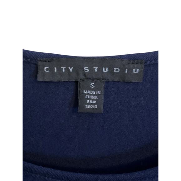 City Studios Dress Juniors Size S Navy Blue White Striped Skater Cocktail Dress - Picture 3 of 9